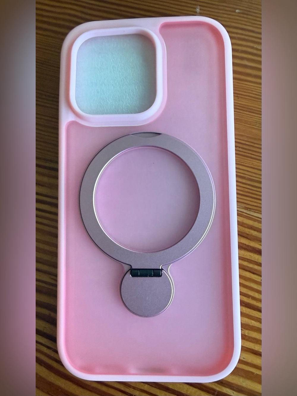 PINK 16 PRO Silicone Phone Case with Rose Gold Ring Holder
